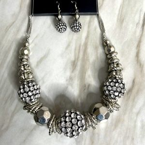 Large Beaded Necklace and Matching Earrings